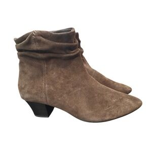 Clarks Teresa Skip Taupe Suede Slouchy Ankle Boots Womens 9.5 W Wide